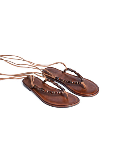 BROWN BEADED SANDAL