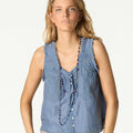 TOP BUTTONS LACES BLUE