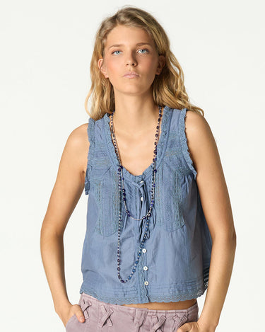 TOP BUTTONS LACES BLUE