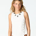 DIAGONAL BUTTON-UP T-SHIRT WHITE