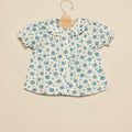 BLUE FLORAL SMOCKED SHIRT
