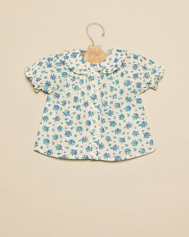 BLUE FLORAL SMOCKED SHIRT