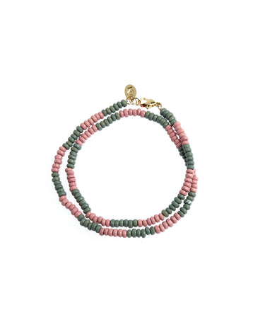 SHORT BEAD NECKLACE MIX GREY/PINK