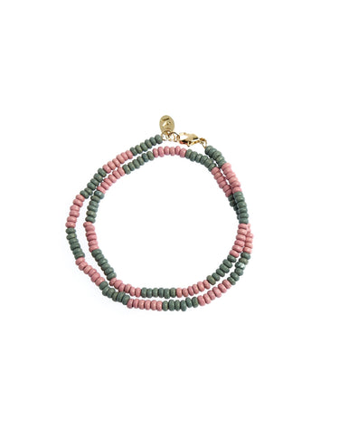SHORT BEAD NECKLACE MIX GREY/PINK