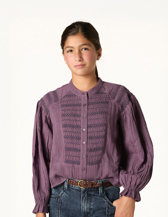 CAMISA NIDOS CUELLO REDONDO CHOCOLATE