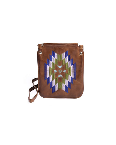BLUE ETHNIC EMBROIDERED CROSSBODY BAG