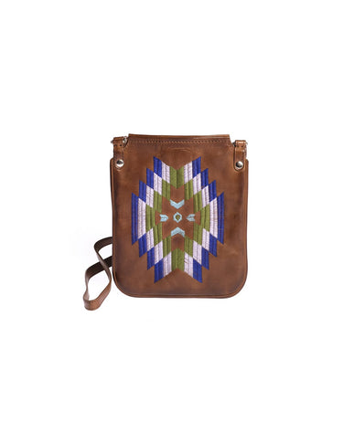 BLUE ETHNIC EMBROIDERED CROSSBODY BAG