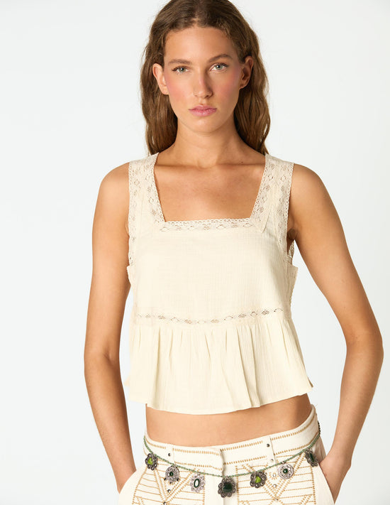 ECRU SQUARE NECK TOP