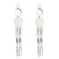 GREEN OVAL EARRINGS - STAINLESS STEEL