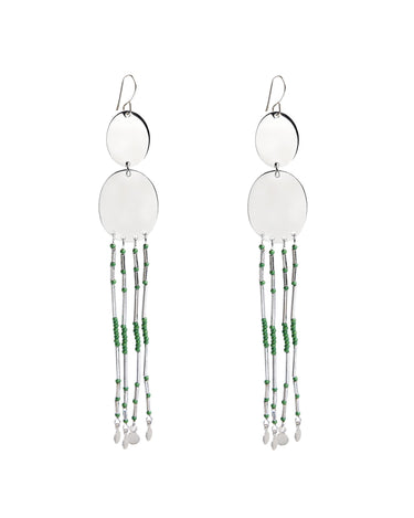 GREEN OVAL EARRINGS - STAINLESS STEEL