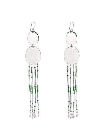 GREEN OVAL EARRINGS - STAINLESS STEEL