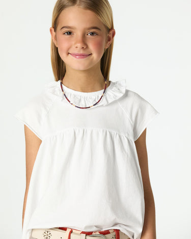RUFFLED COLLAR T-SHIRT WHITE