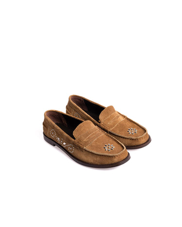 SUEDE LOAFER WITH STUDS