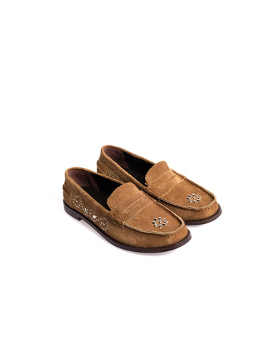 SUEDE LOAFER WITH STUDS