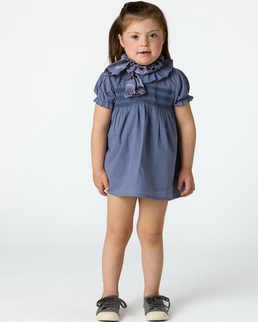 ANILINE BLUE SMOCKED DRESS