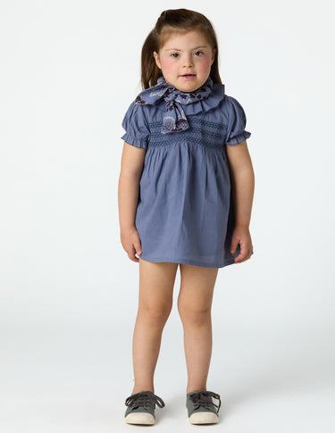 ANILINE BLUE SMOCKED DRESS