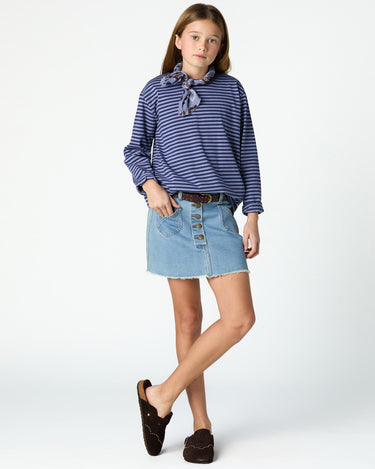 BLUE WRAP SKIRT WITH POCKETS