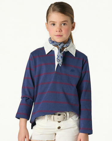 BLUE STRIPED POLO SWEATSHIRT