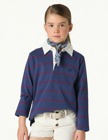 BLUE STRIPED POLO SWEATSHIRT