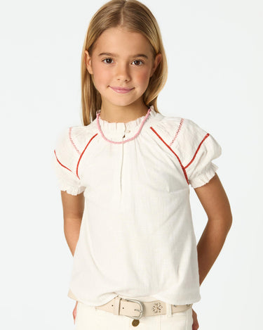 PICOTING SLEEVE SHIRT WHITE