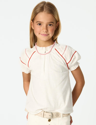 PICOTING SLEEVE SHIRT WHITE