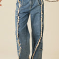 BLUE DOUBLE WAISTBAND TROUSERS