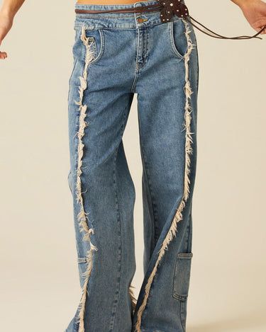 BLUE DOUBLE WAISTBAND TROUSERS