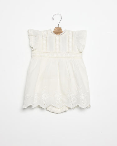 EMBROIDERED ECRU DRESS