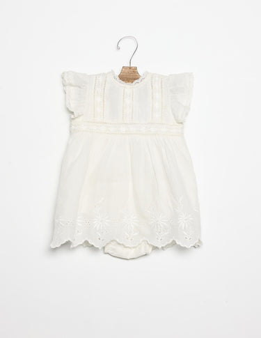 EMBROIDERED ECRU DRESS
