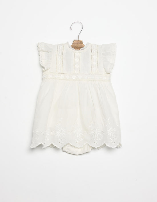 EMBROIDERED ECRU DRESS