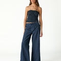 BLUE WAISTBAND DRAWSTRING TROUSERS