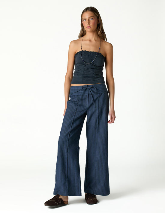 BLUE WAISTBAND DRAWSTRING TROUSERS
