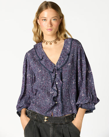 CAMISA VOLANTE JARETAS NIGHT GARDEN PLUM
