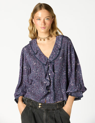 CAMISA VOLANTE JARETAS NIGHT GARDEN PLUM