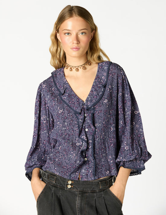 CAMISA VOLANTE JARETAS NIGHT GARDEN PLUM