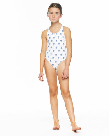 Blue Indian flower swimsuit