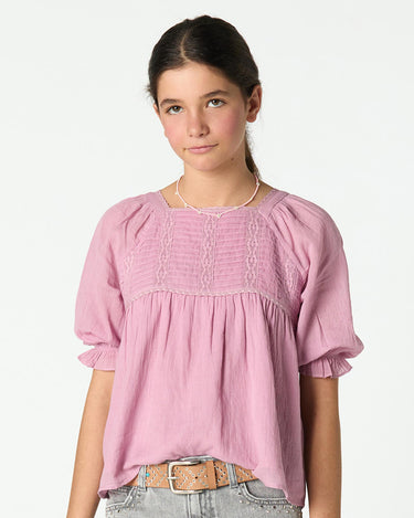 LANTERN SLEEVE GATHERED SHIRT PINK