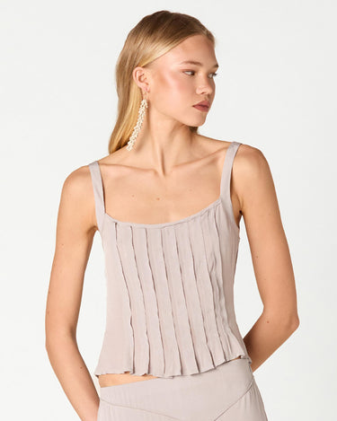 LIGHT GRAY PLEATED STRAP TOP