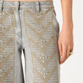 EMBROIDERED GREY DENIM TROUSERS