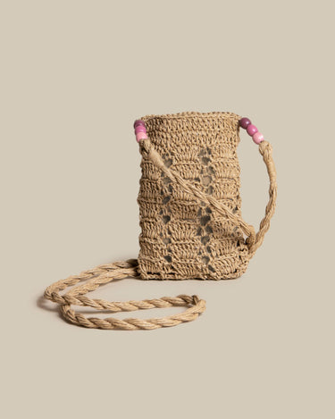 RAFFIA BEADS CROSSBODY BAG PINK