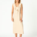 RUFFLED CUT-OUT DRESS ECRU