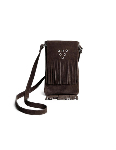 SUEDE FRINGED BROWN BAG