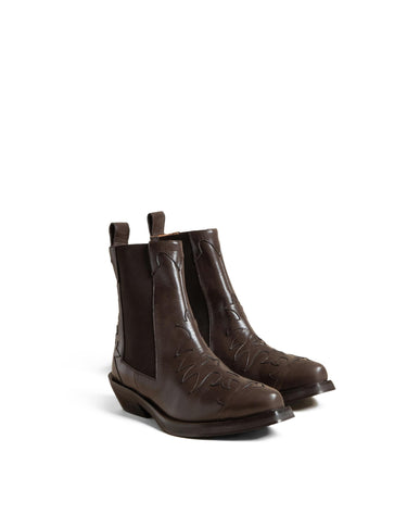 BROWN COWBOY ANKLE BOOT