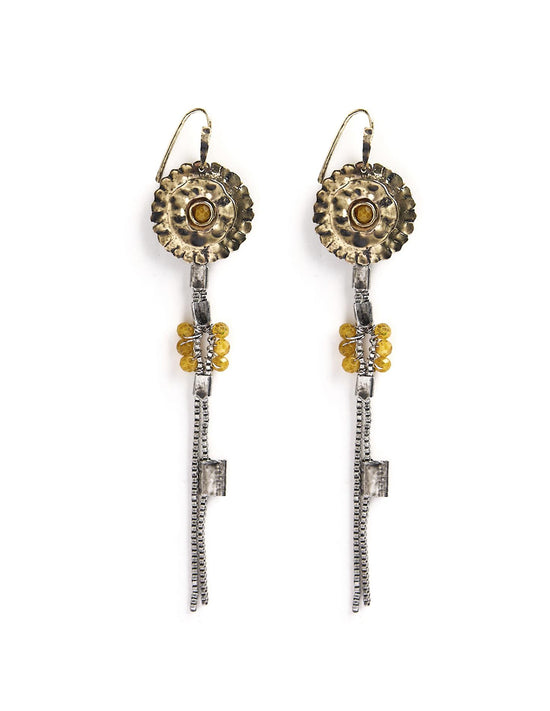 ROUND YELLOW STONE EARRINGS