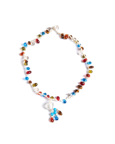 BEADED CORD NECKLACE WITH CRYSTALS