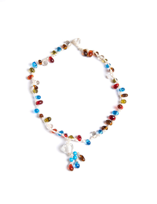 BEADED CORD NECKLACE WITH CRYSTALS