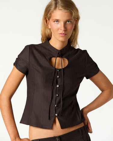 CAMISA RAYA MARRÓN