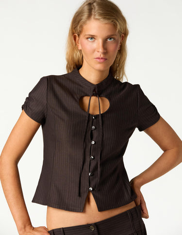 CAMISA RAYA MARRÓN