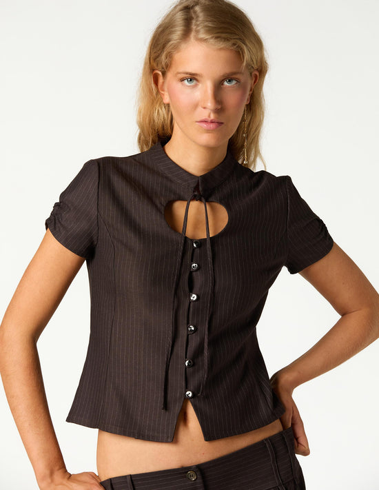 CAMISA RAYA MARRÓN