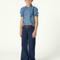 STRIPED BLUE DENIM TROUSERS